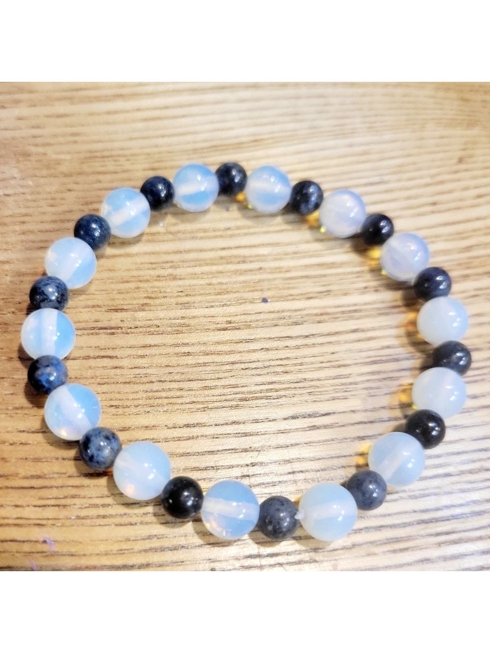 Dumortierite Opalite Gemstone Stretchy Bracelet Blue 7.5 Inch - Picture 3 of 5